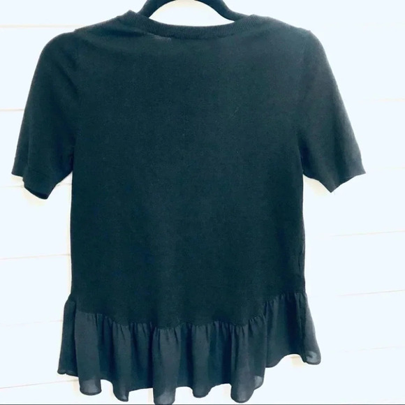 Loft Black Peplum Hem Short Sleeve Blouse Size XS - Picture 4 of 6